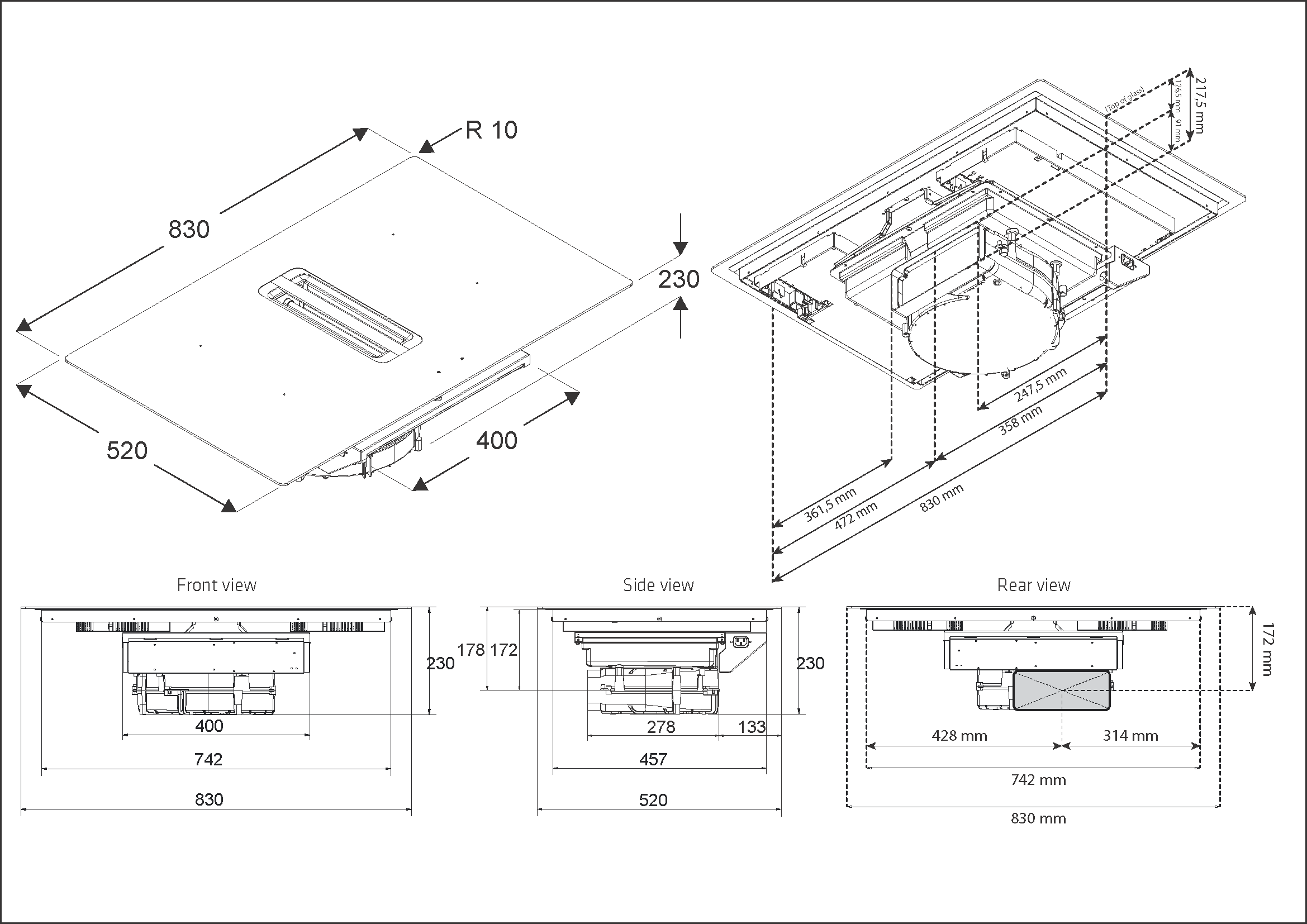 Point Cyclone 83 cm kogeplade med emhætte